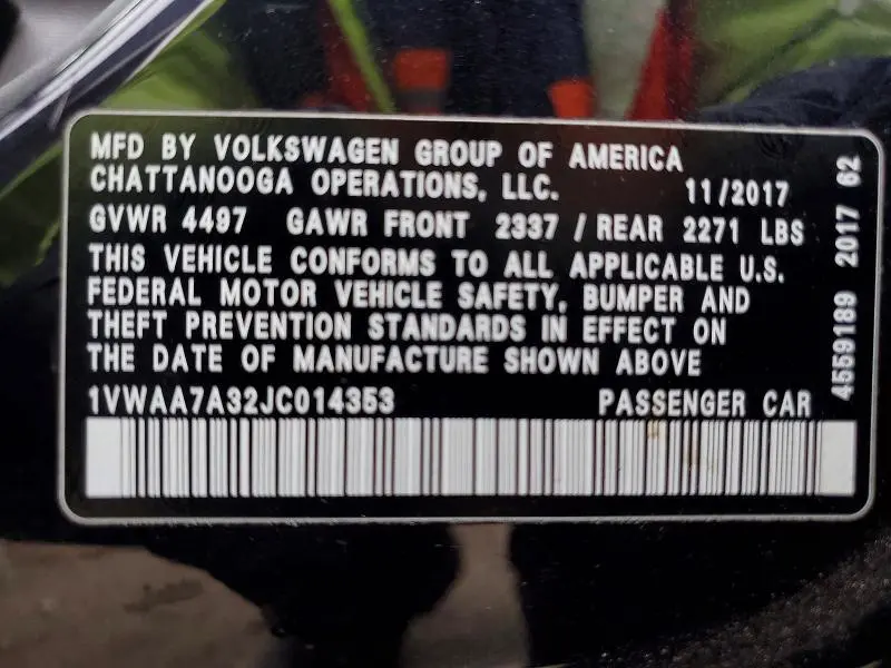 2018 VOLKSWAGEN PASSAT S  