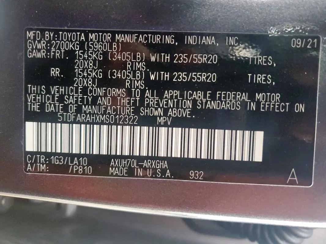 2021 TOYOTA HIGHLANDER HYBRID PLATINUM  