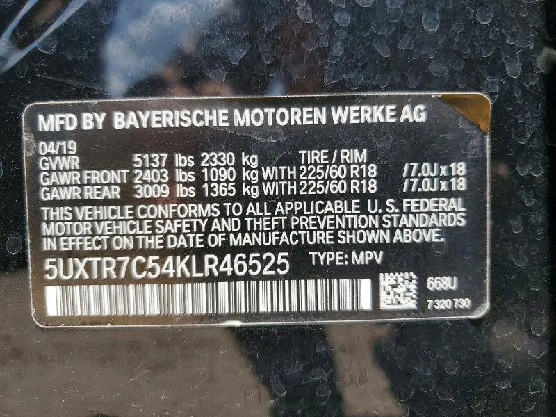2019 BMW X3 SDRIVE30I  
