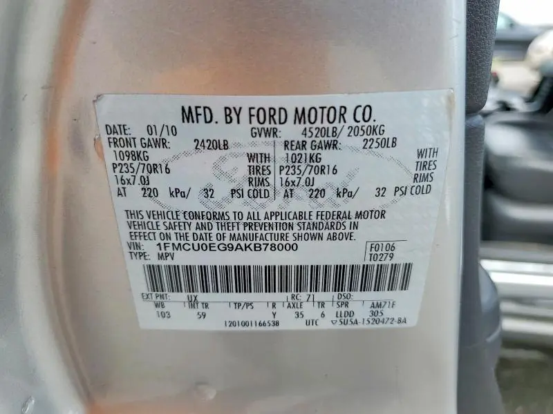 2010 FORD ESCAPE LIMITED  