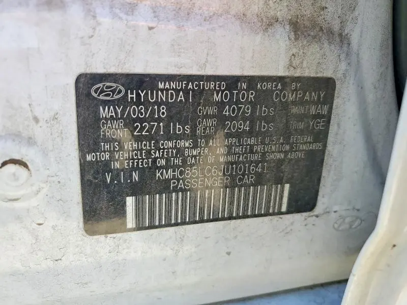 2018 HYUNDAI IONIQ LIMITED  