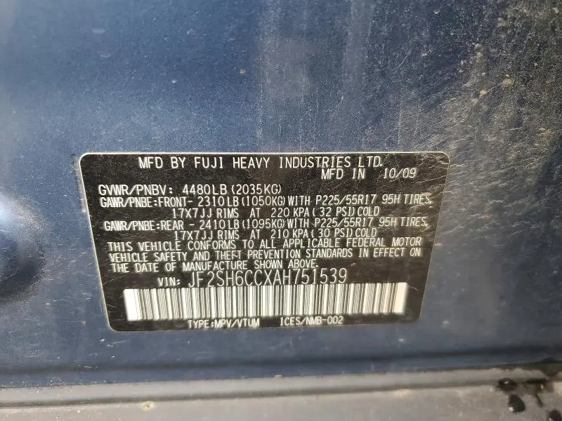 2010 SUBARU FORESTER 2.5X PREMIUM  