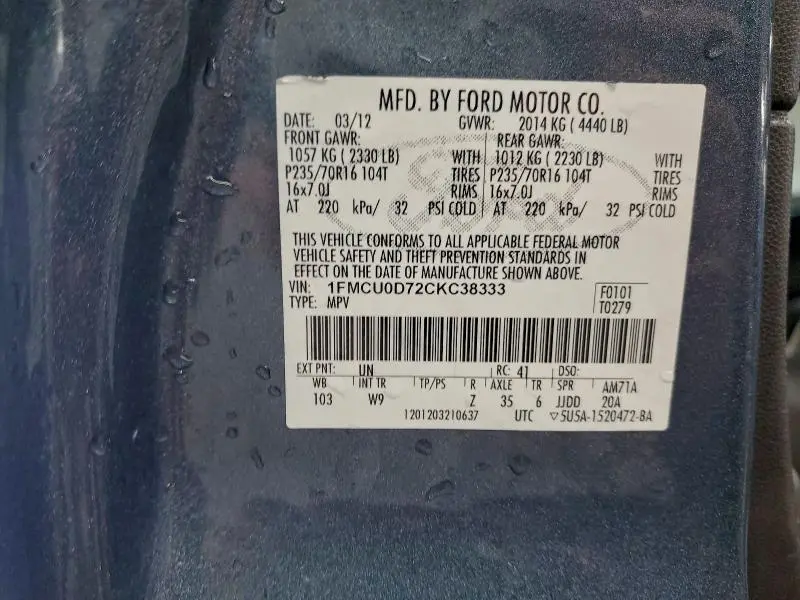 2012 FORD ESCAPE XLT  