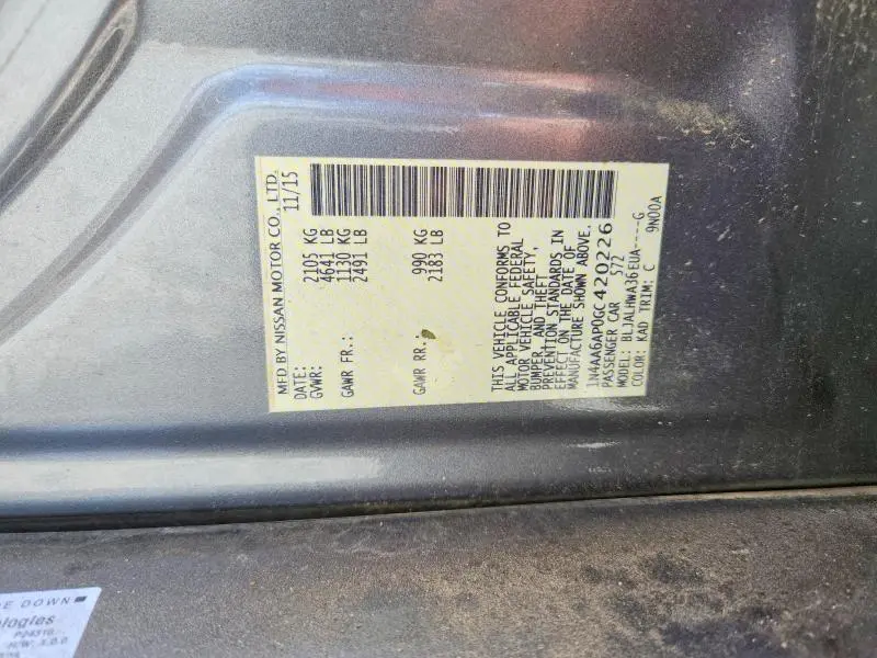 2016 NISSAN MAXIMA 3.5 S  