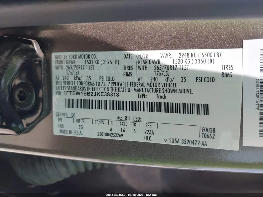 2018 FORD F-150 XL/XLT
