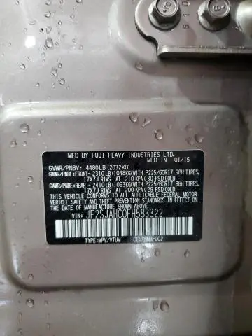 2015 SUBARU FORESTER 2.5I LIMITED  