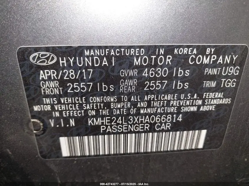 2017 HYUNDAI SONATA HYBRID SE