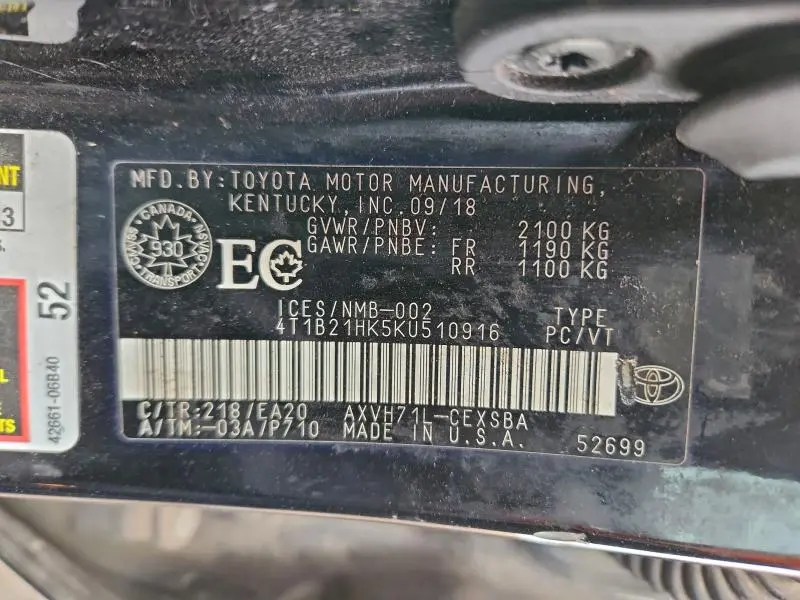 2019 TOYOTA CAMRY HYBRID  