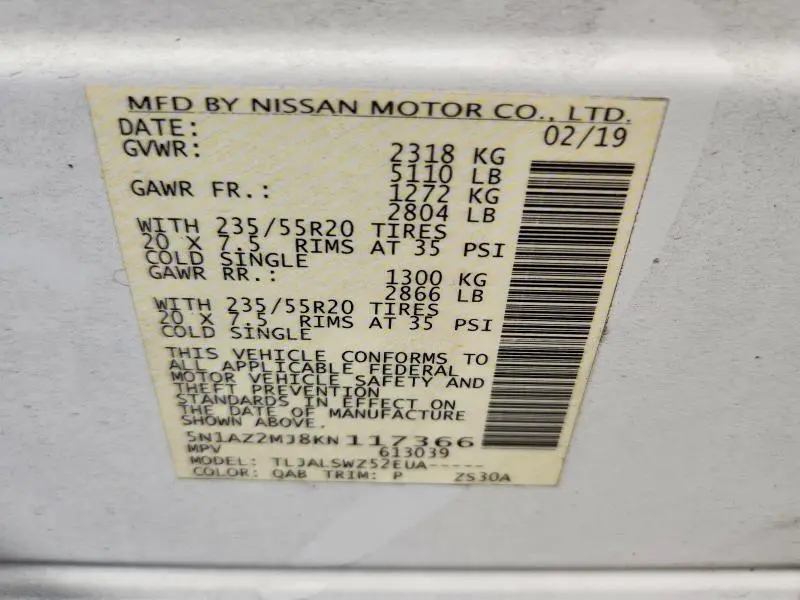 2019 NISSAN MURANO PLATINUM  