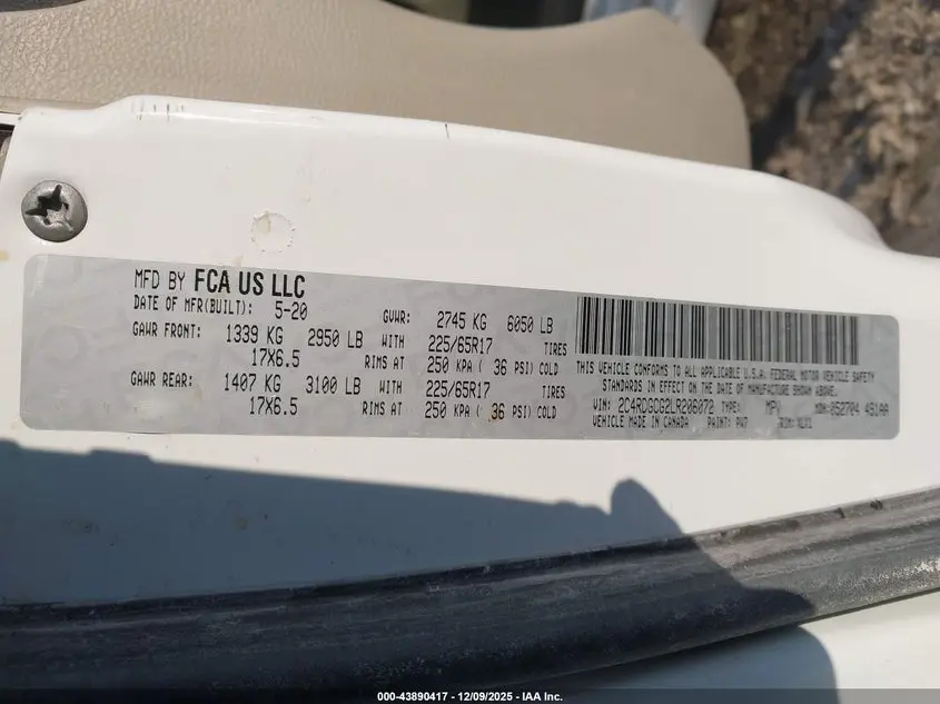 2020 DODGE GRAND CARAVAN SXT