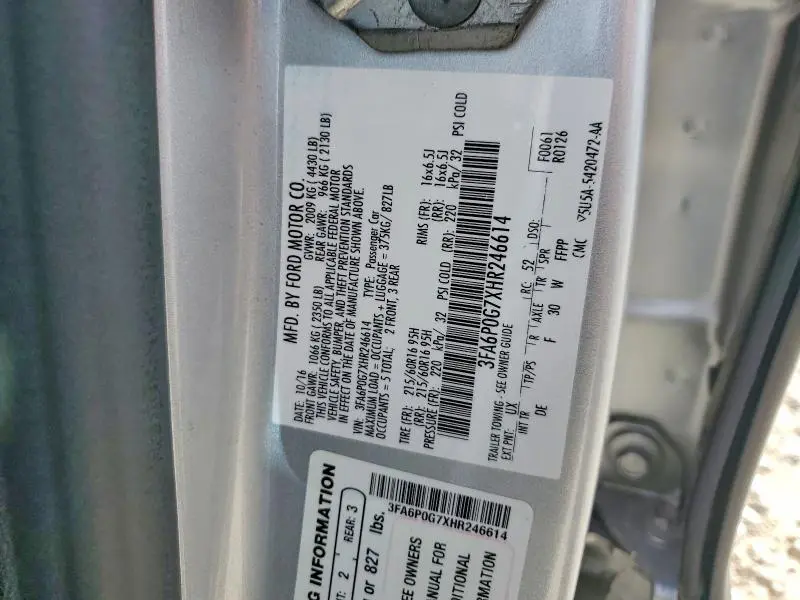 2017 FORD FUSION S  