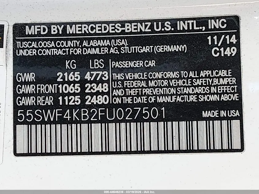 2015 MERCEDES-BENZ C 300 4MATIC