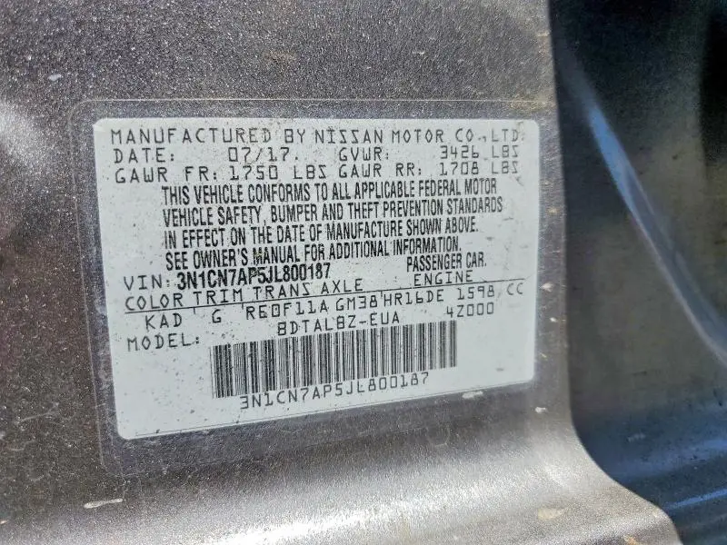 2018 NISSAN VERSA SV  