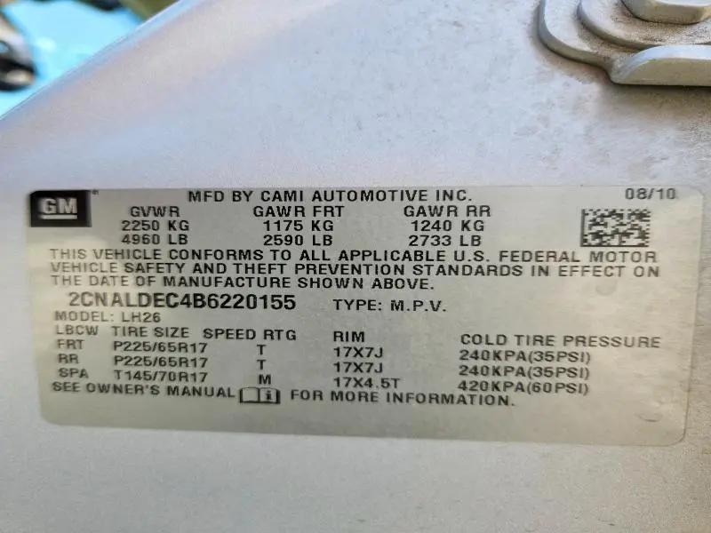 2011 CHEVROLET EQUINOX   