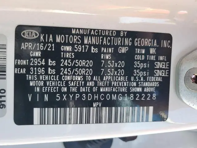 2021 KIA TELLURIDE EX  