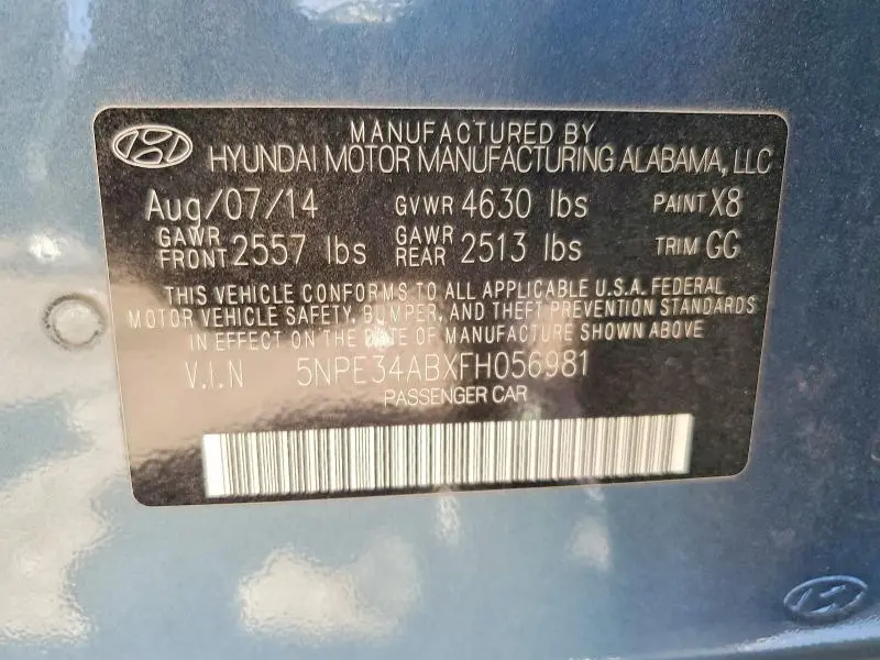2015 HYUNDAI SONATA SPORT 2.0T  