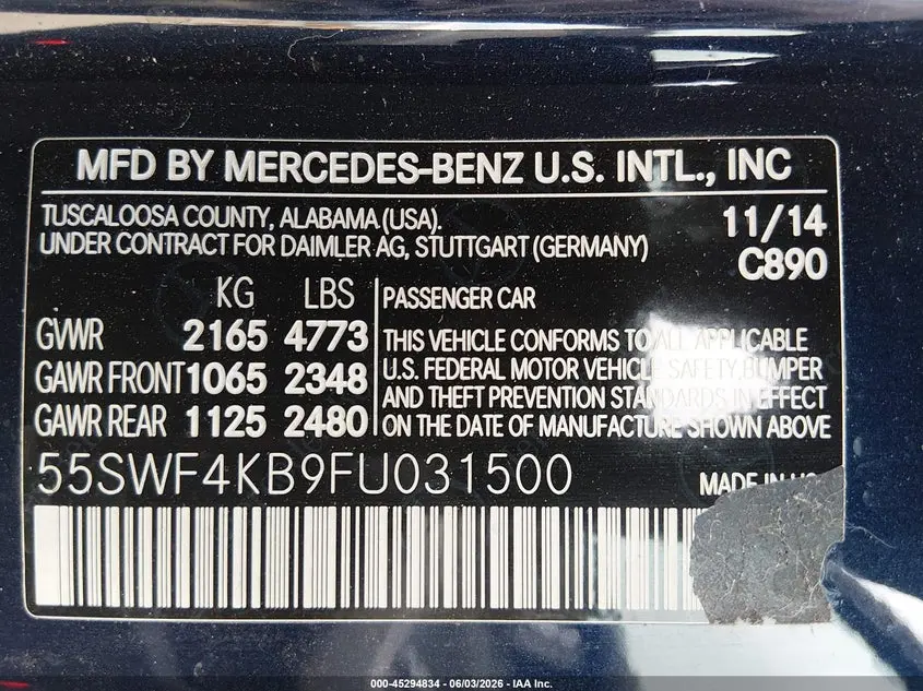 2015 MERCEDES-BENZ C 300 4MATIC