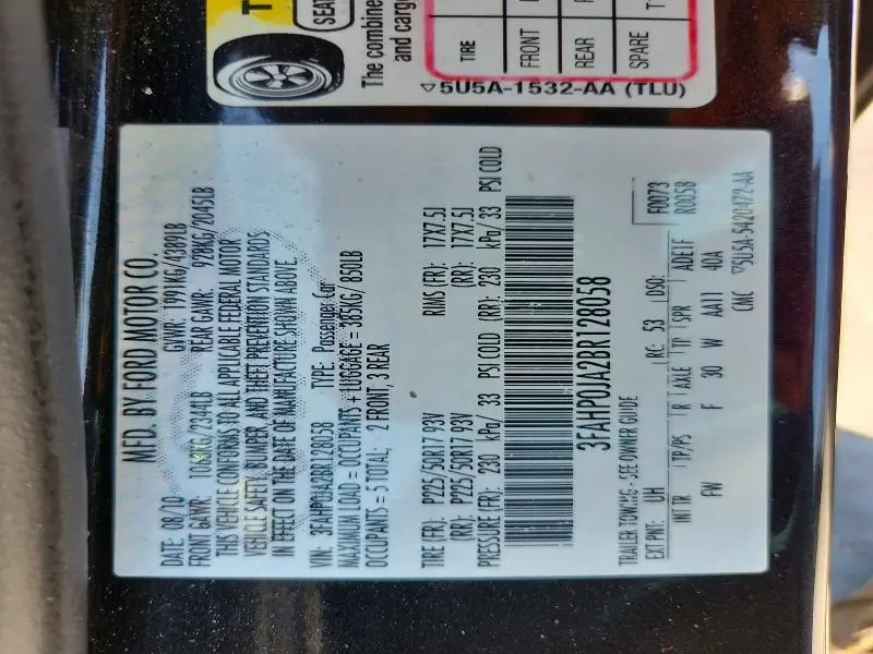 2011 FORD FUSION SEL  