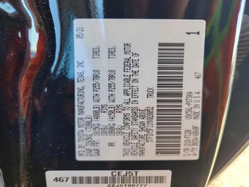 2021 TOYOTA TUNDRA SR5  