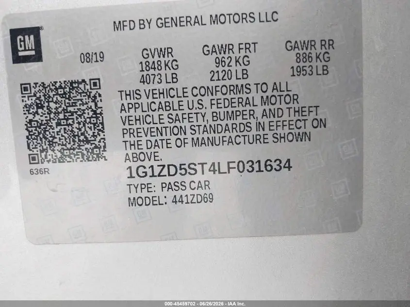 2020 CHEVROLET MALIBU FWD LT