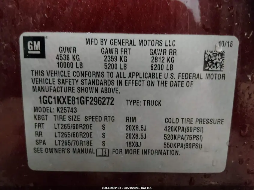 2016 CHEVROLET SILVERADO 2500HD HIGH COUNTRY