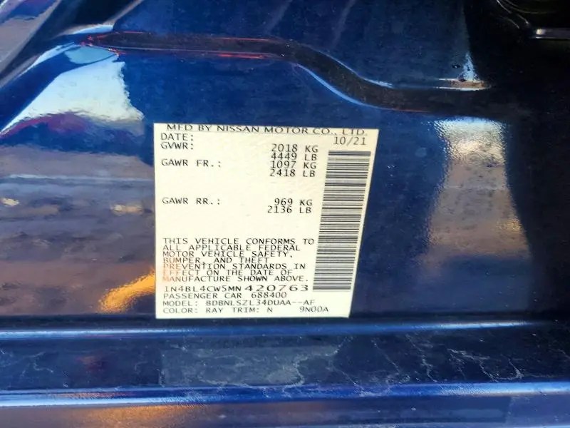 2021 NISSAN ALTIMA 2.5 SR  