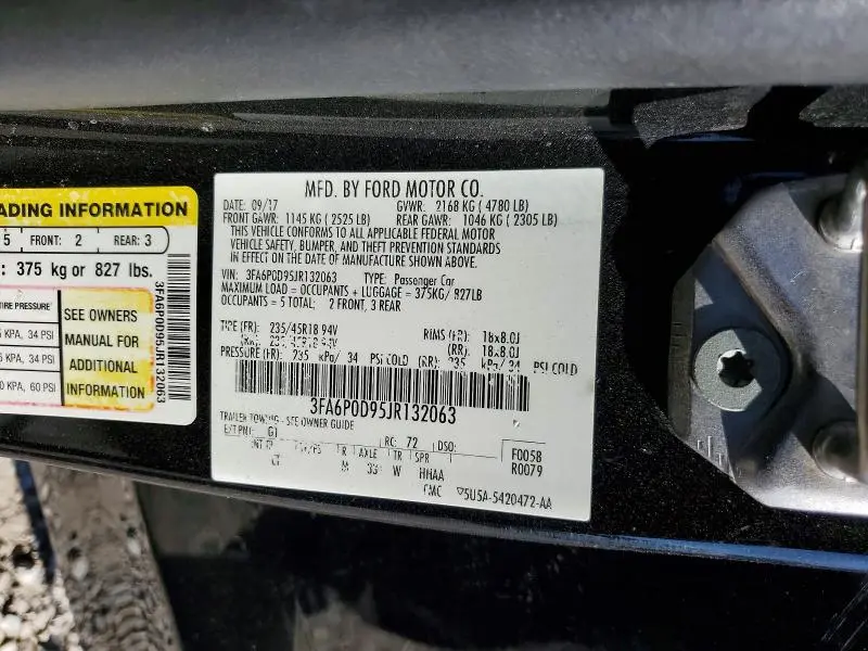 2018 FORD FUSION TITANIUM/PLATINUM  
