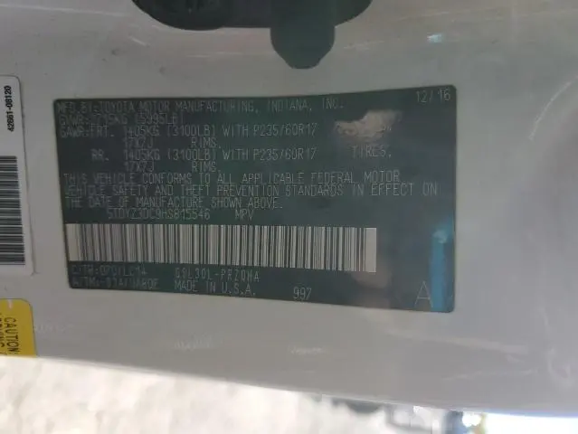 2017 TOYOTA SIENNA XLE  