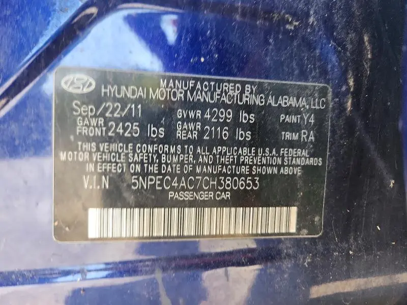 2012 HYUNDAI SONATA LIMITED  