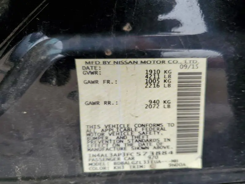 2015 NISSAN ALTIMA 2.5 S  