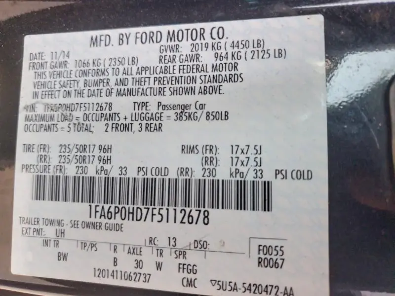 2015 FORD FUSION SE  