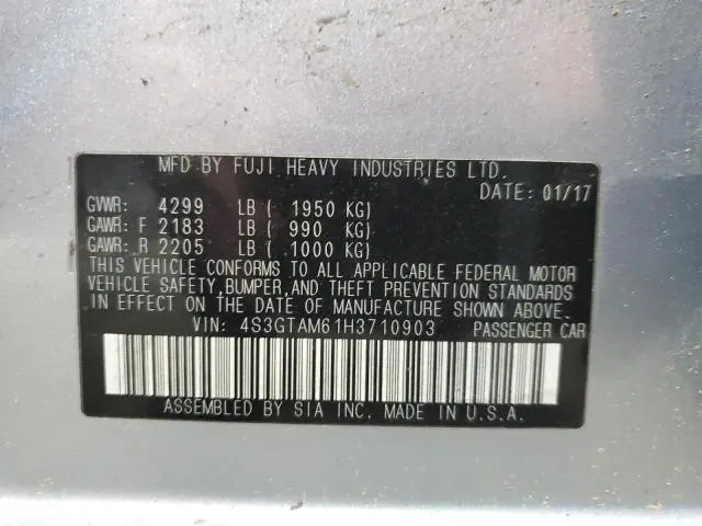 2017 SUBARU IMPREZA SPORT  