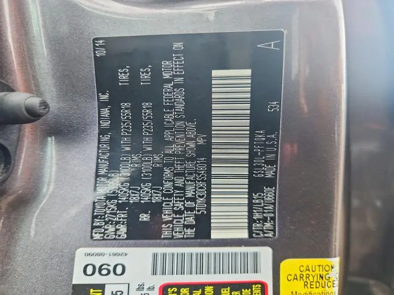 2015 TOYOTA SIENNA LIMITED PREMIUM 7-PASSENGER  
