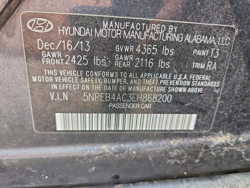2014 HYUNDAI SONATA GLS  