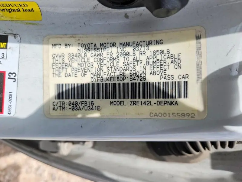2013 TOYOTA COROLLA LE  