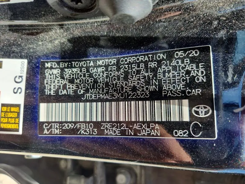 2021 TOYOTA COROLLA LE  