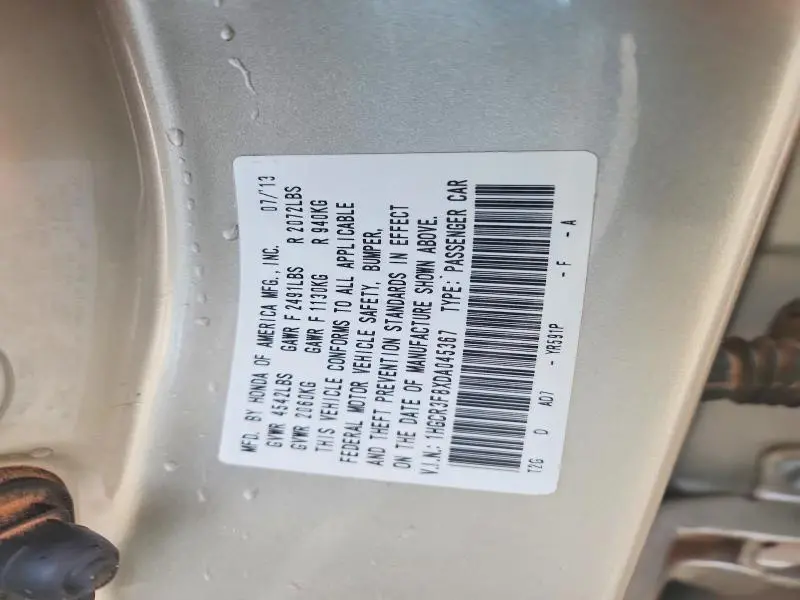 2013 HONDA ACCORD EXL  