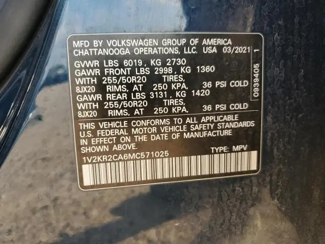 2021 VOLKSWAGEN ATLAS SE