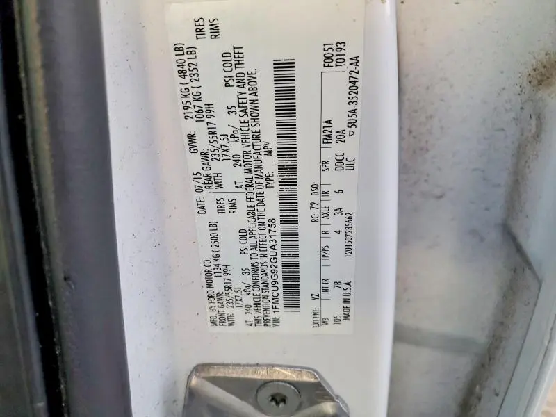 2016 FORD ESCAPE SE  