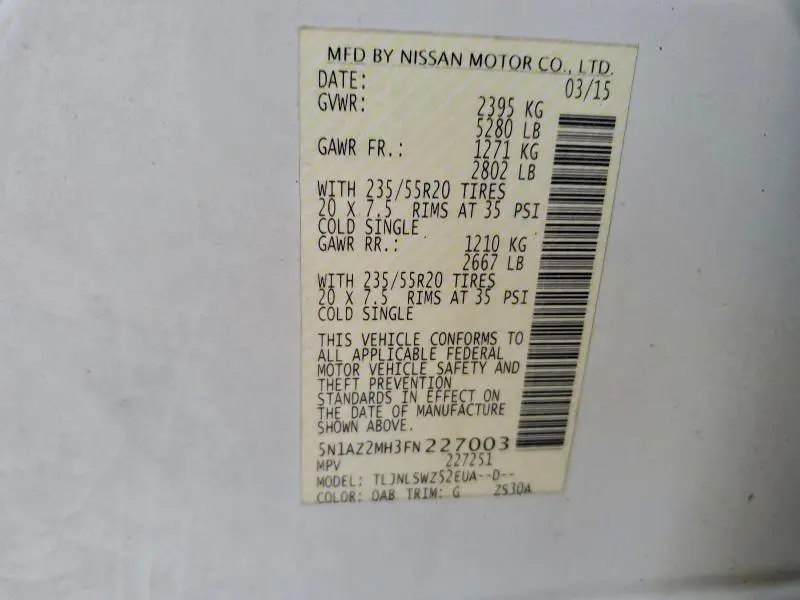 2015 NISSAN MURANO S  