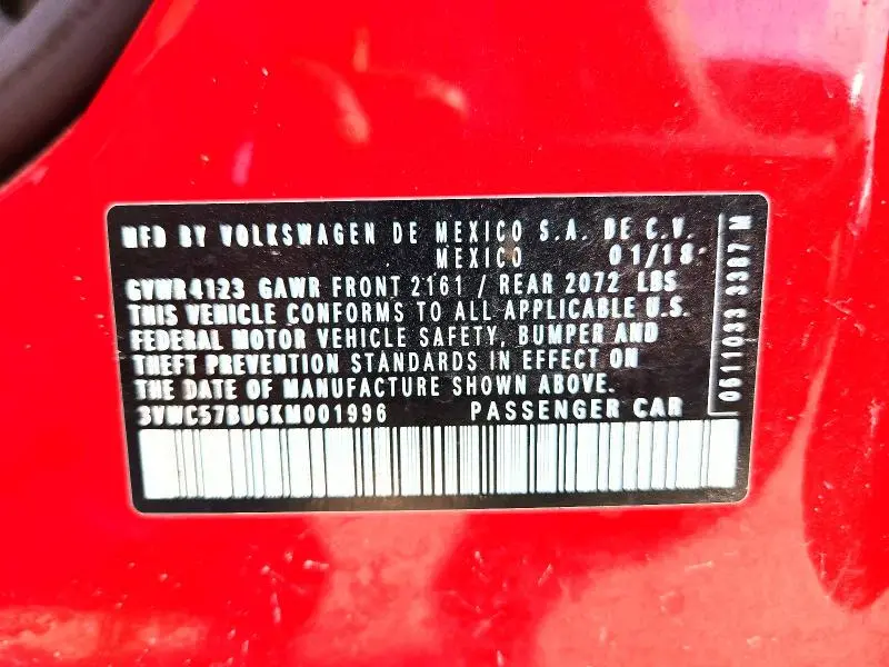 2019 VOLKSWAGEN JETTA S  