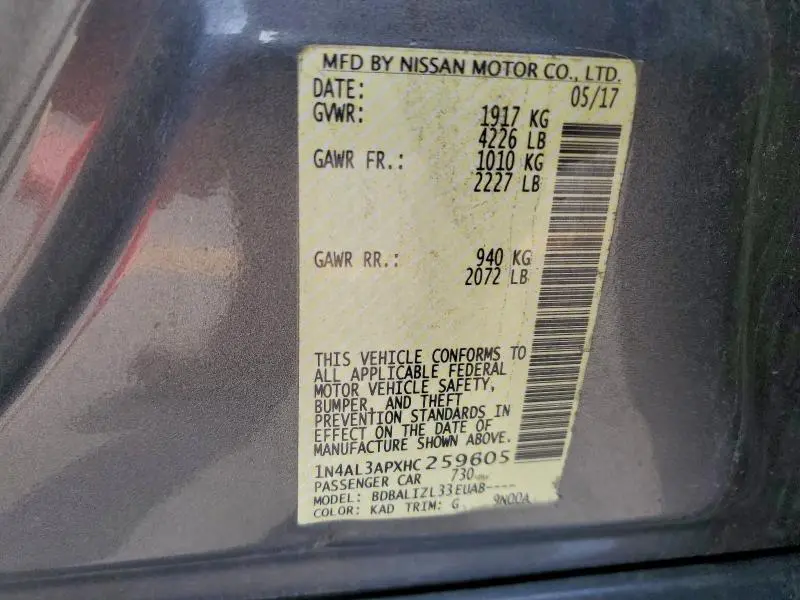 2017 NISSAN ALTIMA 2.5  