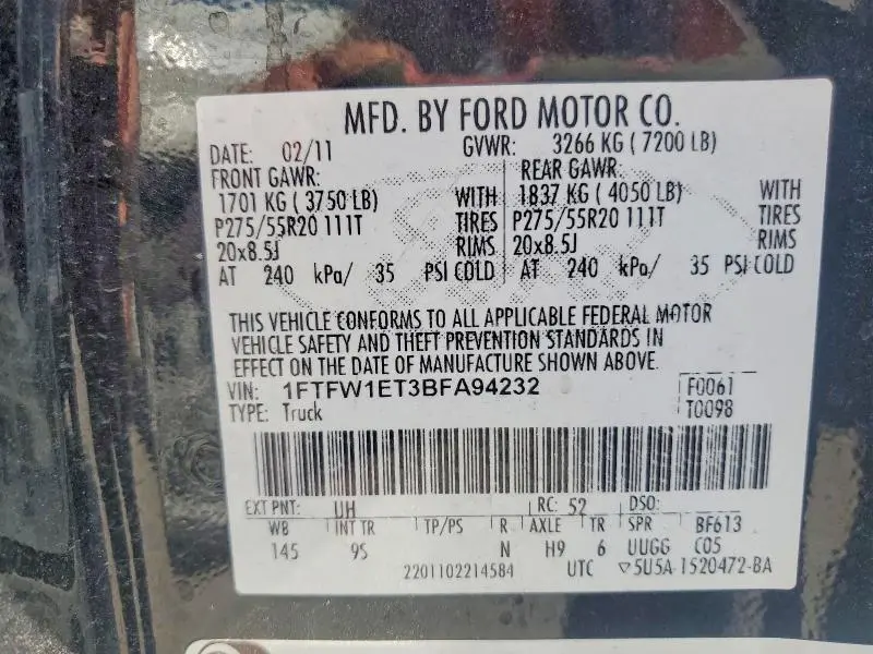2011 FORD F150 SUPERCREW  