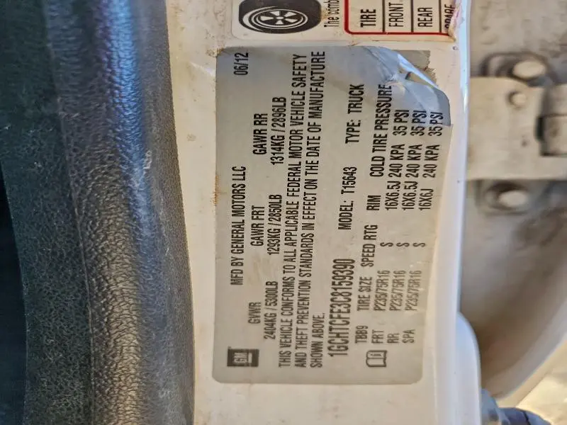 2012 CHEVROLET COLORADO LT  