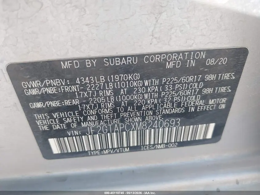 2021 SUBARU CROSSTREK PREMIUM