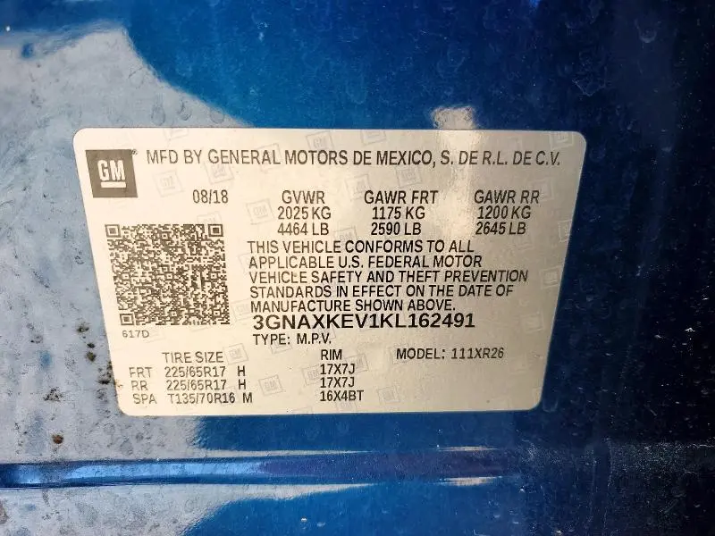 2019 CHEVROLET EQUINOX LT  