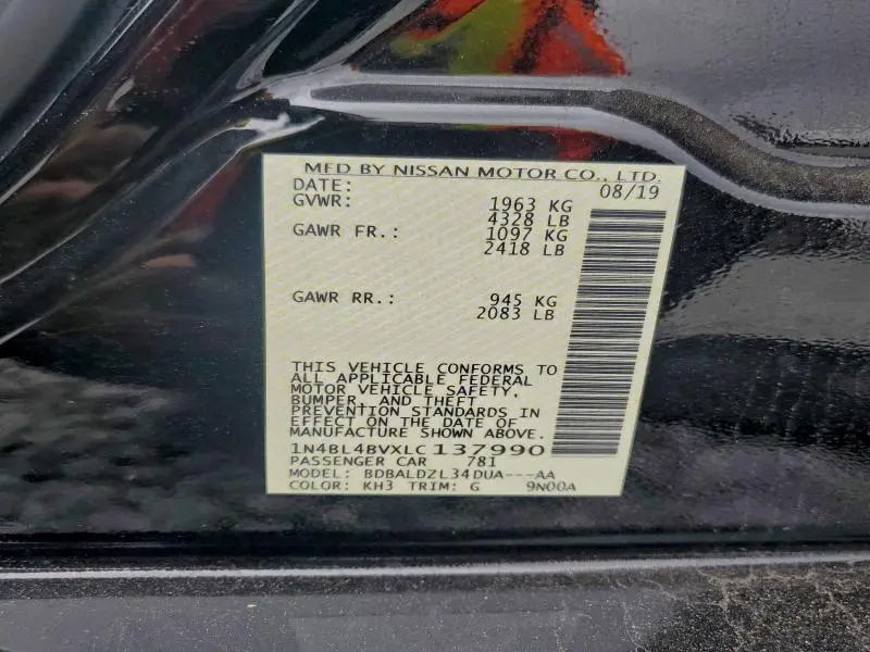 2020 NISSAN ALTIMA S  