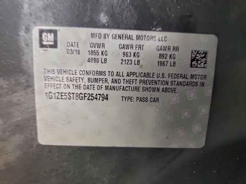 2016 CHEVROLET MALIBU LT  