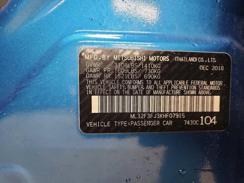 2019 MITSUBISHI MIRAGE G4 ES  