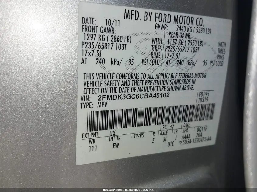2012 FORD EDGE SE